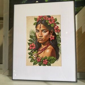 Taina woman print . 5x7 image in 8x10 frame